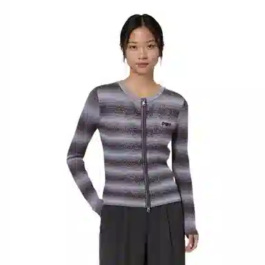 太平鸟 渐变条纹线开衫短款针织衫 女款