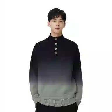 玉儿恋 渐变立领加绒加厚韩版时尚宽松针织打底卫衣 男款