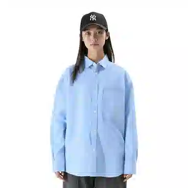 重磅基础 纯色翻领纽扣长袖衬衫 女款