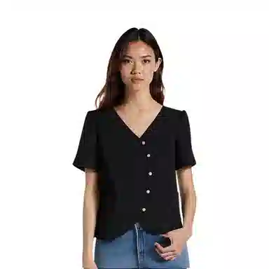 云妃秀 时髦休闲气质百搭合身显瘦短袖衬衫 女款