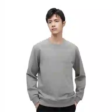 玉儿恋 纯色休闲运动宽松圆领落肩宽松长袖卫衣 男款