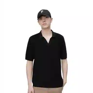 Abercrombie & Fitch V-Neck Polo Black