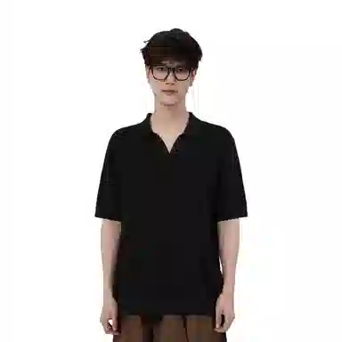 Abercrombie & Fitch V-Neck Polo Black