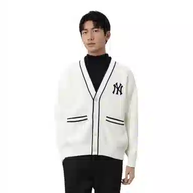 MLB Varsity Basic Button Cardigan Ivory