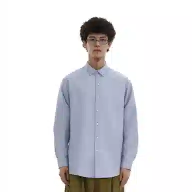 与狼共舞 都市通勤翻领简约休闲弹力舒适单排扣长袖衬衫 男款 中灰