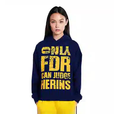 望莱仕 美式街头秋季斑驳字母印花连帽潮流男女国潮宽松卫衣 女款