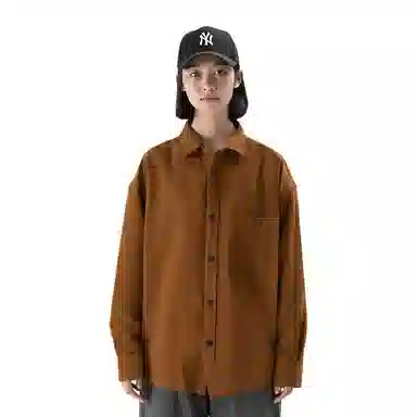 重磅基础 纯色翻领纽扣长袖衬衫 女款