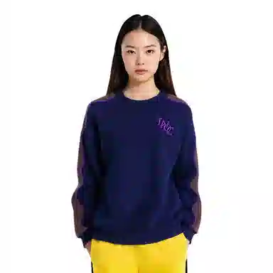 中国李宁 字母刺绣罗纹拼色宽松套头卫衣 男女同款