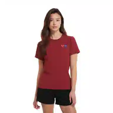 CDG Play Double Heart T-Shirt Burgundy