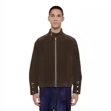 【dme】 美式潮流复古质感立领毛绒仿麂皮袖口纽扣设计超吸睛摩登时代时尚担当夹克 男女同款