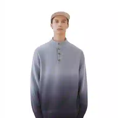 玉儿恋 渐变立领加绒加厚韩版时尚宽松针织打底卫衣 男款