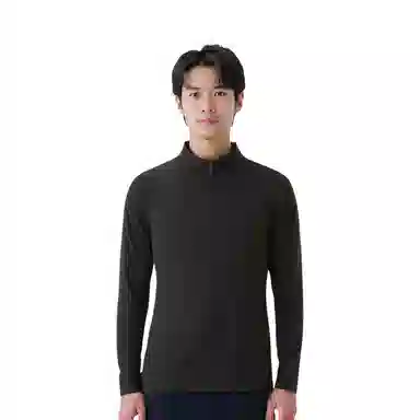 浪莎 半拉链速干纯色长袖健身衣 男款
