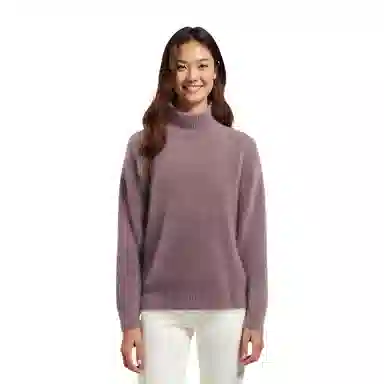 红蜻蜓 简约百搭纯色半高领套头上衣慵懒风休闲通勤穿搭仿水貂绒长袖毛衣 男女同款