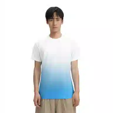 玉儿恋 轻薄速干运动弹力渐变直筒合身短袖健身衣 男款