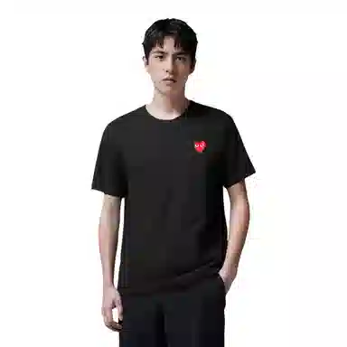 CDG PLAY Heart Logo Patch T-shirt Black