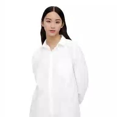 重磅基础 纯色翻领纽扣长袖衬衫 女款