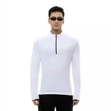 浪莎 跑步休闲拉链训练长袖速干立领反光条健身衣 男款