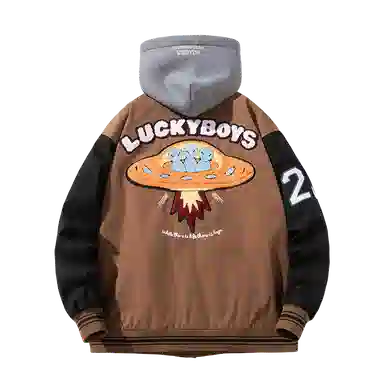 Suhang Flocked Embroidery Hoodie Jacket