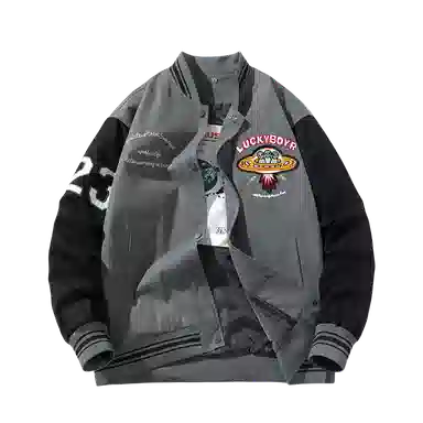 Suhang Flocked Embroidery Hoodie Jacket