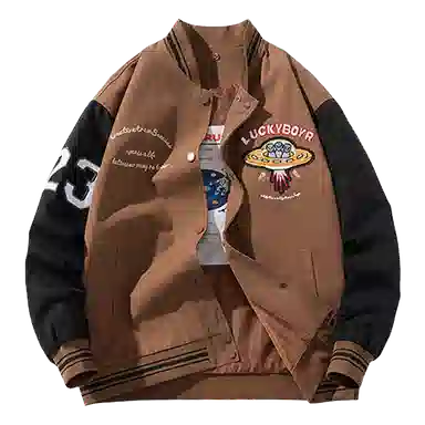 Suhang Flocked Embroidery Hoodie Jacket