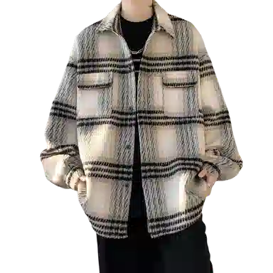 悍戈 毛呢呢料多风格融合的时尚翻领外套棉服 男女同款
