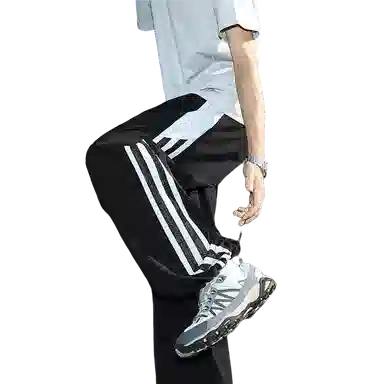 佑麟 网眼三条杠裤子男夏薄款美式冰丝速干青少年运动裤宽松阔腿伞兵裤休闲裤 男女同款