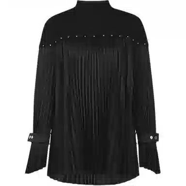 美洋 假两件半高领拼接百褶针织衫 女款