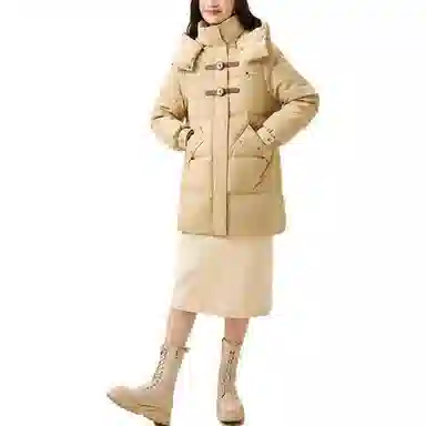 雅鹿 花朵金属纯色羽绒服 女款