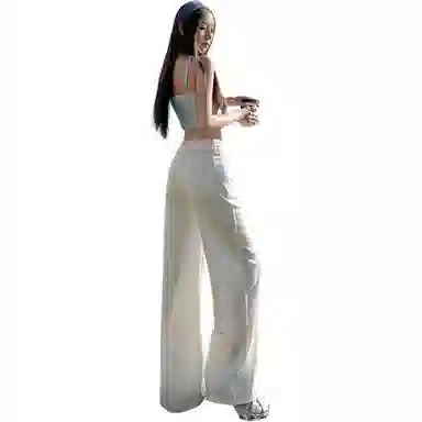 淑好百 白色阔腿显瘦牛仔裤 女款