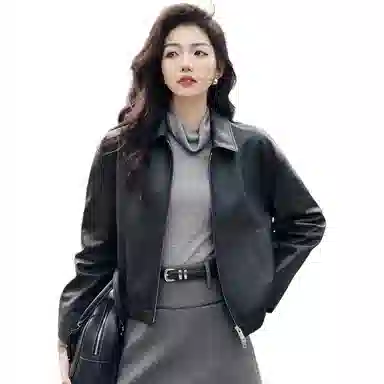 美洋 绵羊皮酷帅机车皮衣 女款