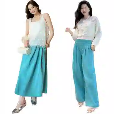 美洋 清新阔腿半身裙牛仔长裙 女款