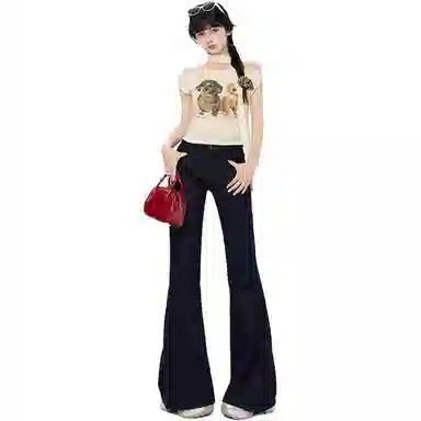 淑好百 弹力低腰微喇牛仔裤 女款