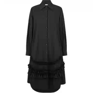 美洋 冰丝微皱翻领长袖连衣裙 女款