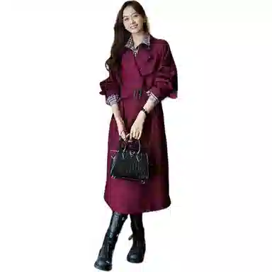 美洋 高支高密腰带风衣 女款