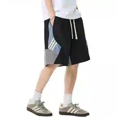 米素力 透气夏季薄款条纹休闲裤中腰五分裤篮球裤 男款