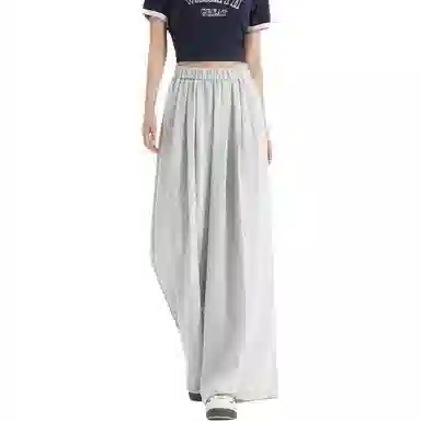 法文箱子 纯色高腰适中宽松阔腿休闲裤 女款