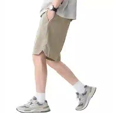 贵色 夏季 清新文艺复古学院风激光打孔冰丝速干薄款透气男士时尚潮流百搭城市机能直筒五分休闲短裤 宽松 男女同款
