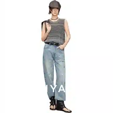 美洋 气泡烫银波点牛仔裤 女款