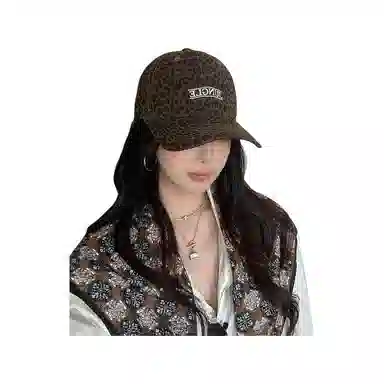 艾佳微 做旧豹纹深顶大头围显脸小软顶高级感潮 棉 鸭舌帽 男女同款情侣款