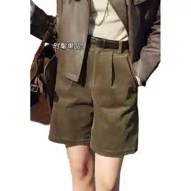 美洋 棉感灯芯绒阔腿休闲短裤 女款