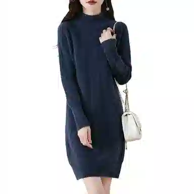 恒源祥 百搭半高领纯色长袖针织衫 女款