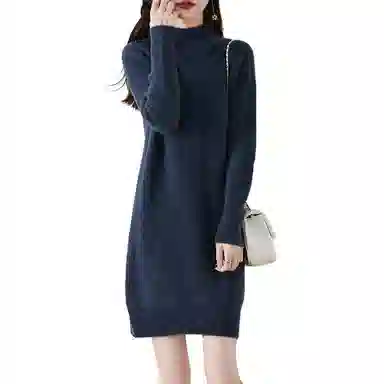 恒源祥 百搭半高领纯色长袖针织衫 女款