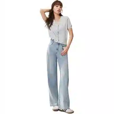 爱依服 简约通勤自然腰时尚长裤牛仔裤 女款