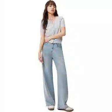 爱依服 简约通勤自然腰时尚长裤牛仔裤 女款