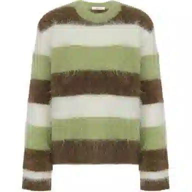 美洋 羊驼毛混纺条纹圆领毛衣 女款