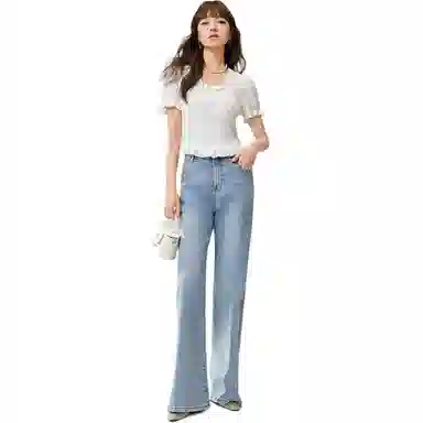 爱依服 法式甜美纯色短袖衬衫 女款