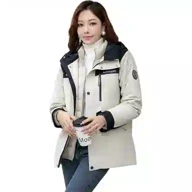 波司登 字母短款连帽长袖羽绒服 女款