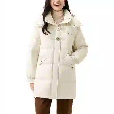 雅鹿 花朵金属纯色羽绒服 女款