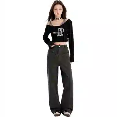 淑好百 宽松工装长裤高腰休闲裤 女款