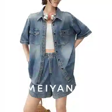 美洋 软牛仔复古街头休闲套装 女款